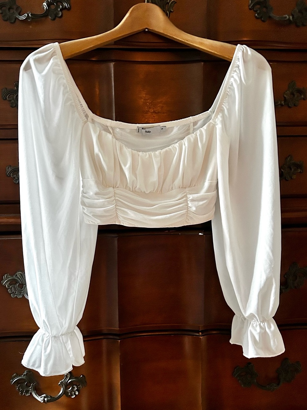 🤍 Ivory/Off-White Milkmaid Crop Top -Size Small - Picture 1 of 5